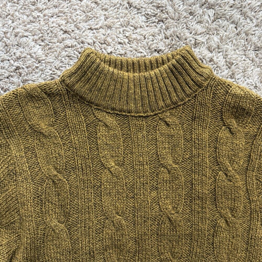 Vintage Varsity Shop Towne And King Cable Knit Wool Sweater Size M Green Brown - Picture 8 of 10